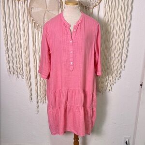 Rosso35 Linen Ruffled Mini Dress in Light Pink Size 44(L-8)